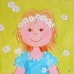 Meisje met margrieten - 30x30x2,5 cm - € 30,00